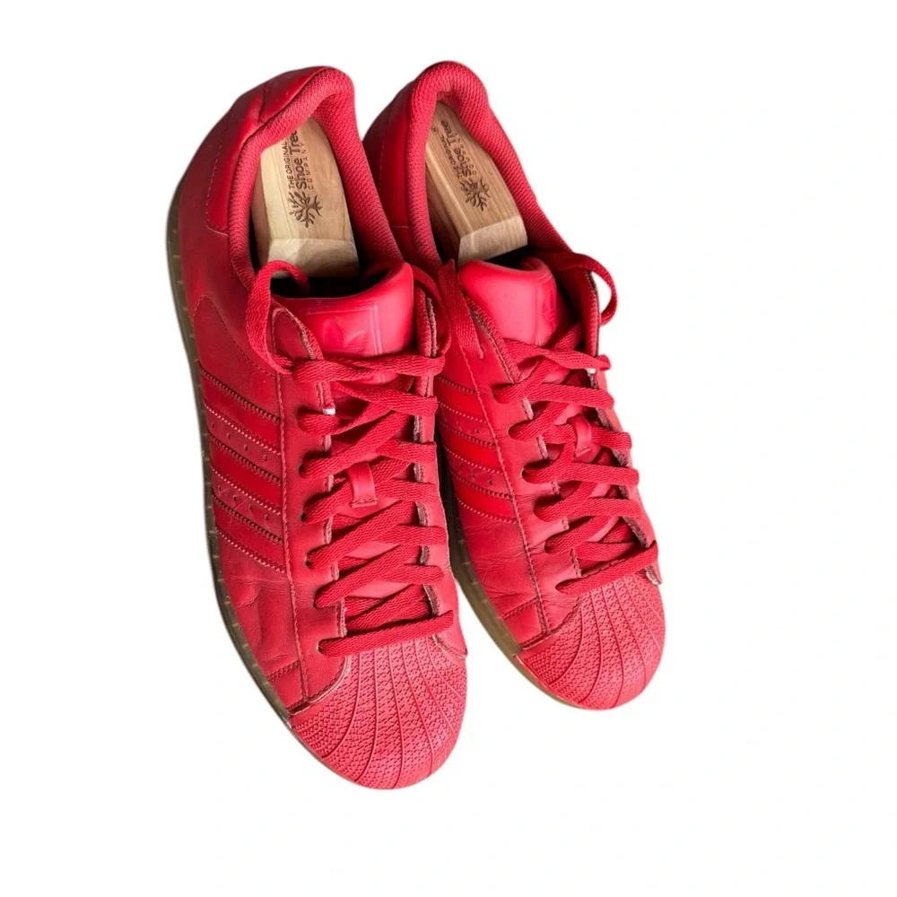 Adidas‎ Superstars CLR Vivid Red Leather Sneakers